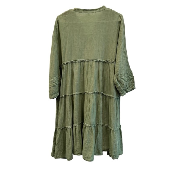 Sundance  JP & Mattie Desert Breeze Tiered Babydoll Dress Size LG Green Boho - Picture 8 of 10